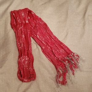 Pink Silver Tinsel Scarf